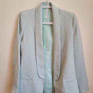 Mural - Long Lapel Oversized Blazer - 100% Polyester - Pastel Mint Green - XS
